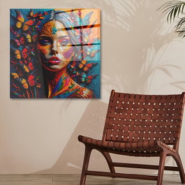 Wallity Pintura Decorativa de Vidrio Templado Multicolor 70 x 70 cm